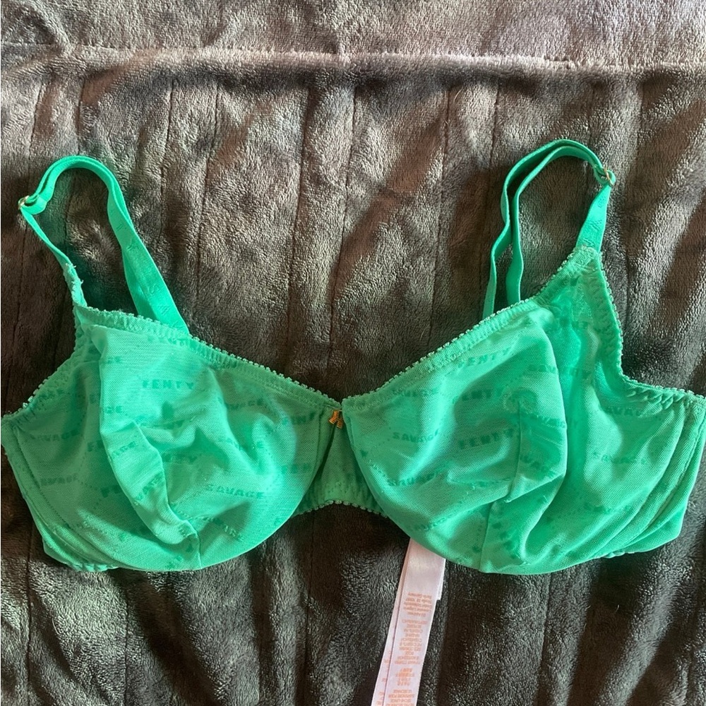 Savage X Fenty Flocked Logo Unlined Bra 34DD